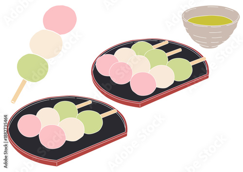 三色だんご3種　版画