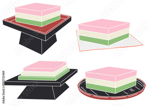 ひし餅4種　版画