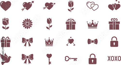 Valentine's day symbols and icons for love and romance on valentine's day
