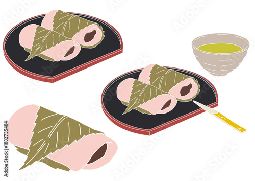 長命寺桜餅3種　版画