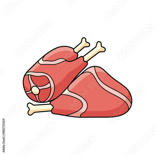 Raw Meat with Bones Illustration