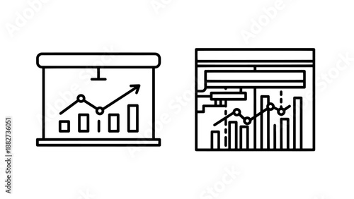 Innovation leadership icon with a crown on a lightbulb and visionary strategy icon with chess pieces under a magnifying glass.
