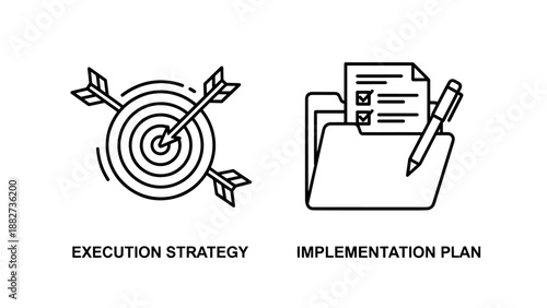 Change Leadership and Transformation Plan Icons: Group of People and Document with Profiles