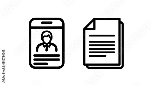 Mobile Profile Identity and Digital Document Management Icons