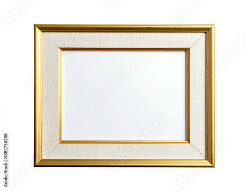 Ornate gold and textured matting surround a blank white center