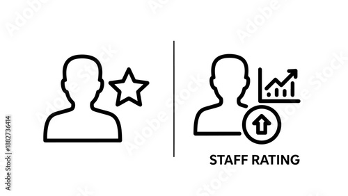 Employee Performance Management Staff Rating and Career Growth Track Icons