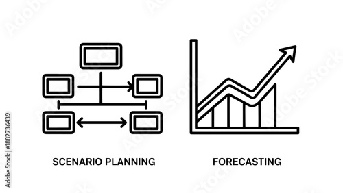 Strategic Business Scenario Planning and Financial Forecasting Analysis Icons