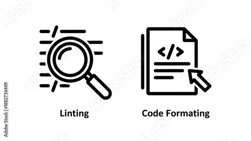 Software Programming Code Linting and Automatic File Formatting Tools Icons