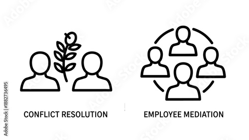 Human Resources Conflict Resolution and Employee Mediation Diplomacy Icons