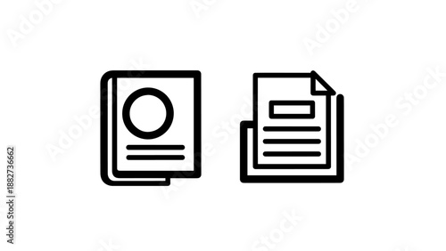 Documentation and Report Outline Icons, Business Guidebook and Information Sheet Symbols