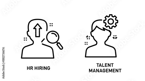 HR Hiring and Talent Management Recruitment Icons, Human Resources Staffing and Workforce Development Symbols