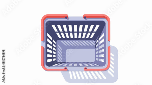 A minimalist illustration of an empty shopping basket with a shadow