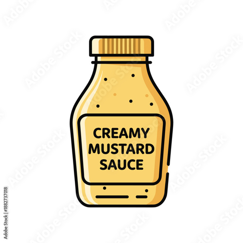 Creamy Mustard Sauce Bottle Illustration