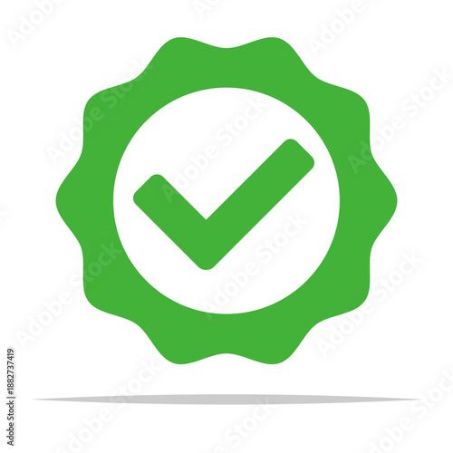 Green check mark badge icon transparent vector isolated
