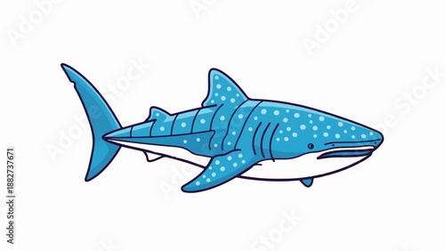 A stylized blue spotted whale shark swims gracefully through the water