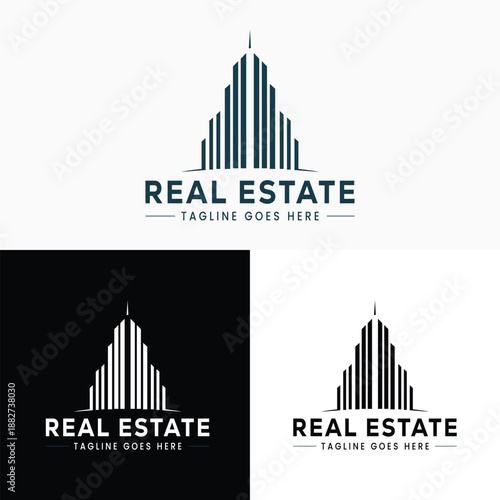 Building Tower logo, Modern Minimalist Real Estate Building Logo Design Template 