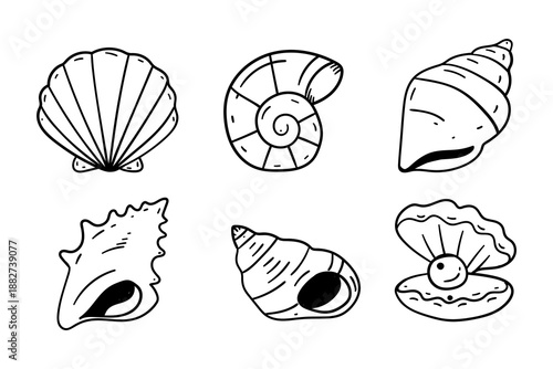 Set of hand drawing various snail