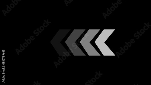 white arrow on black background, Animated Left-directional white arrow for the overlay concept