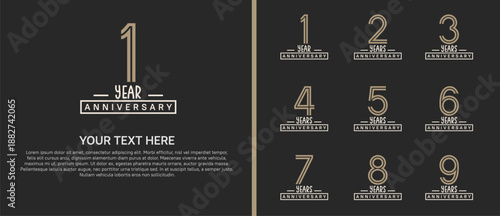 anniversary logo set. brown and white color on black background for celebration moment