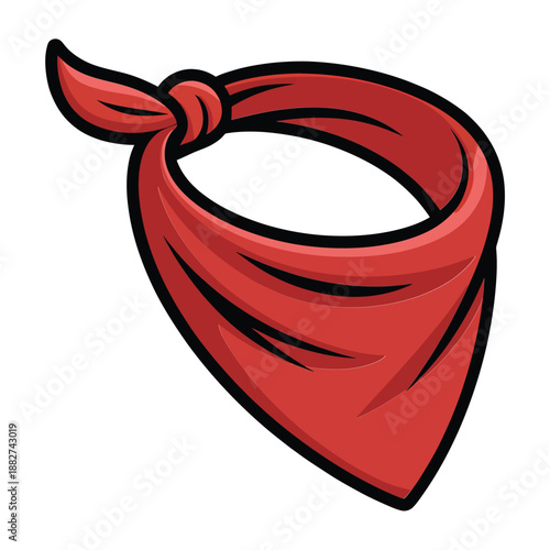 a simple red bandana illustration with a tied knot isolated on white