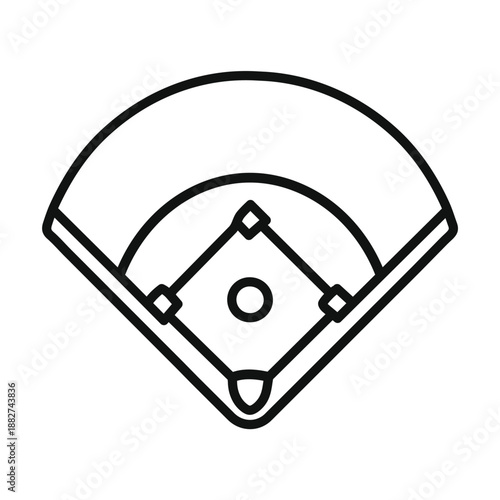 Baseball Field Icon – Baseball Diamond Outline Vector Illustration