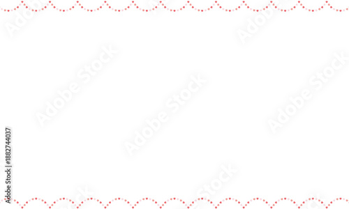 アーチ状の赤とピンクのハートの線が上下に並ぶフレーム