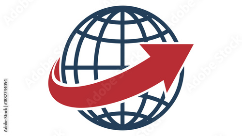 Global Logistics Arrow Logo with Worldwide Shipping and Export Import Concept
