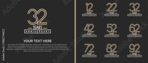 anniversary logo set. brown and white color on black background for celebration moment