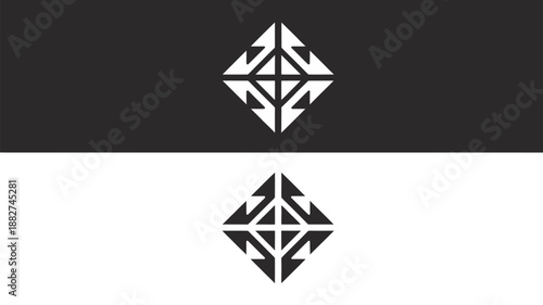 Minimalist Geometric Abstract Logo Design Isolated on White Background
