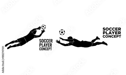 Soccer player concept - diverse goalkeeper silhouettes