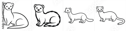 ferret and weasel cartoon vector illustration art outline animal character drawing sketch artwork black and white clipart design vector illustration artwork
