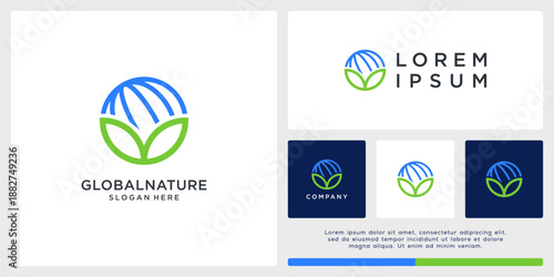 Global nature logo design template.