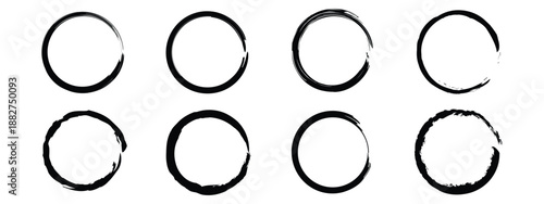 Hand drawn grunge brush circles icon set vector. Collection of round paint brush strokes. Grungy black Chinese ink dot symbol. vector illustration.