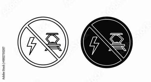 Graphic illustration of two no smoking signs with lightning bolts on a white background.