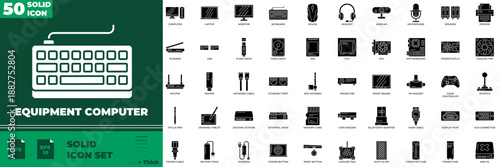 Equipment Computer Solid Editable Icons set