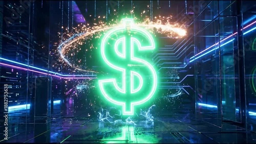 3D illustration of a gold dollar currency symbol on a blue background representing a financial business concept for banking investment and wealth in the global economy