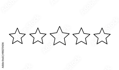 Five-star rating feedback icon flat vector set isolated on transparent background