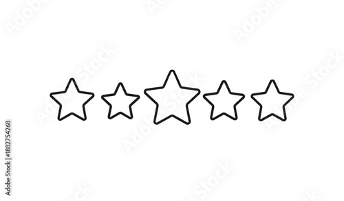 Flat vector five-star rating feedback icons isolated on transparent background