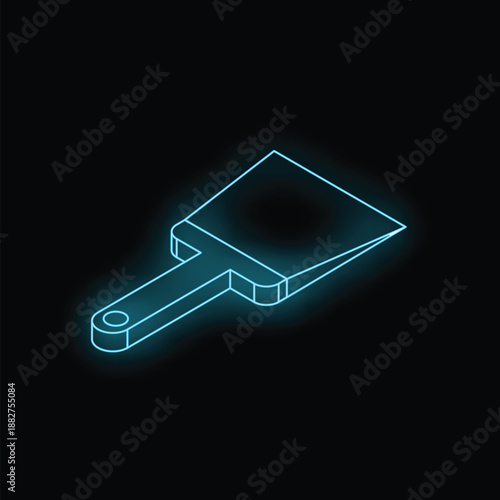 Glowing blue outline of a putty knife, creating a modern and futuristic aesthetic
