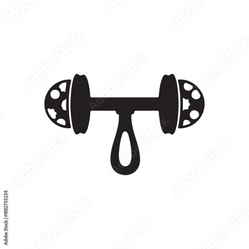 Baby rattle toy silhouette icon vector flat illustration