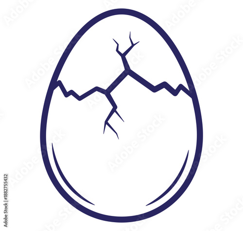 Cracked egg shell illustration depicting new life birth beginning and potential concept