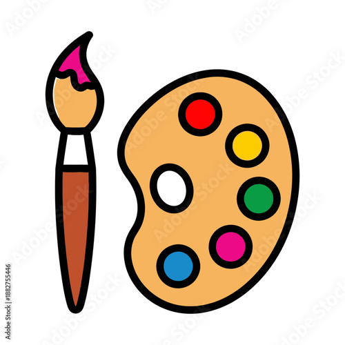 A Paint Brush and Palette Vector Illustration
