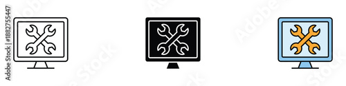 Repairing laptop icon vector. technical support and troubleshooting services symbol. vector illustration.