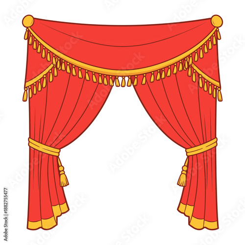 A Red Theater Curtain Vector Illustration