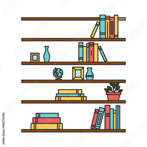 A Simple Bookshelf Vector Illustration