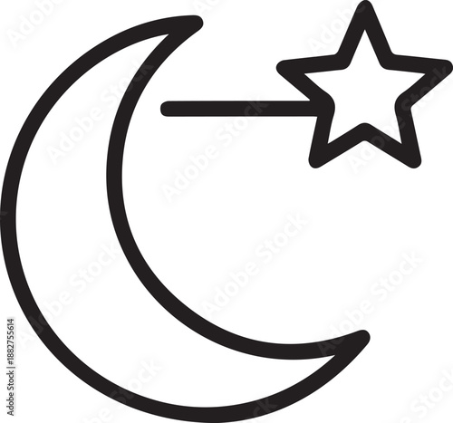 Islamic crescent moon and star vector illustration graphic symbol