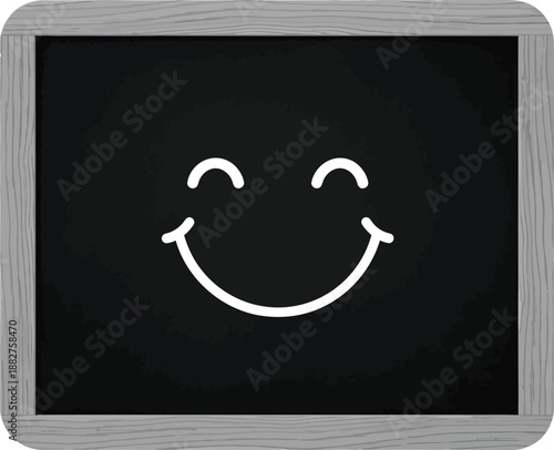 Smiling face on blackboard, happy emoticon