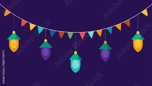 Colorful acorn garland hanging