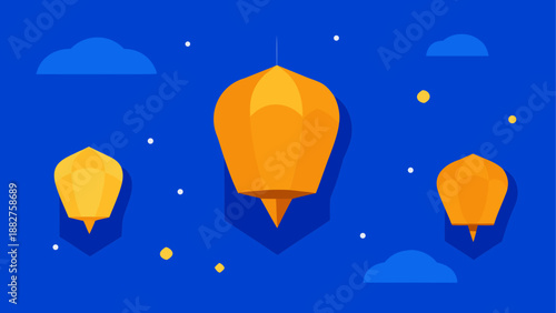 Hot air balloons floating in the sky