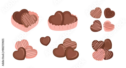 Flat Design Chocolate Heart Shape Candy Box Sweet Food Illustration